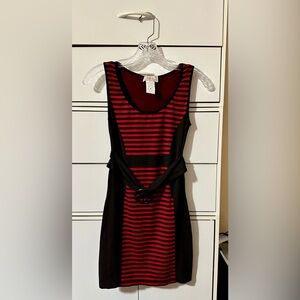 F&F Red and Black Striped Mini Dress